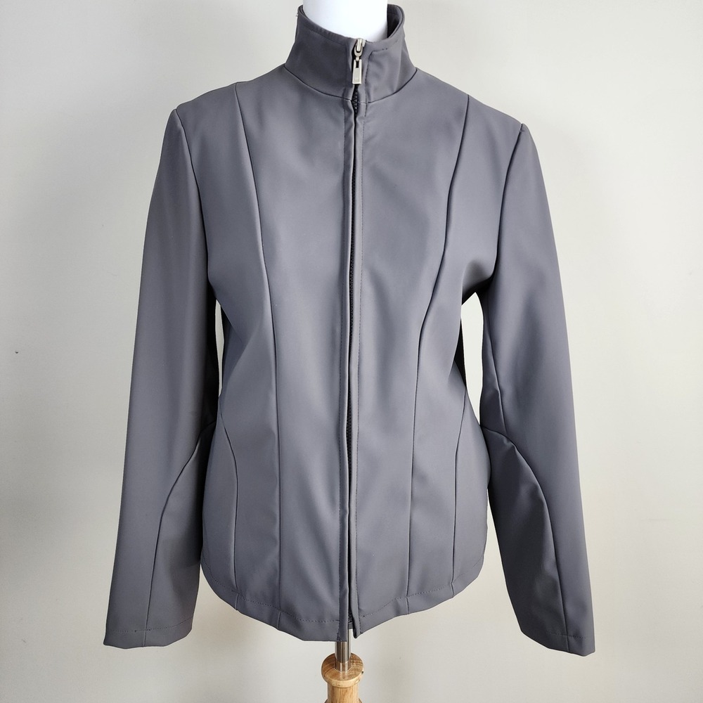 Fairweather Gray Softshell Full Zip Jacket Mock Neck Minimalist Womens‎ Small